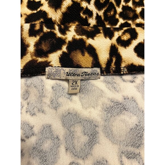 Ultra Teeze Womens Leopard Print Flared Midi Skirt 2X Polyester Stretch Waist - Picture 6 of 7